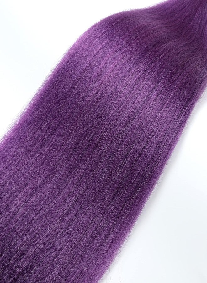 ShowCoco Purple Braiding Hair Pre Stretched 32inch 3 Packs Braiding hair Extensions Synthetic Crochet Braids, Hot Water Setting Professional Soft Yaki Texture. (32inch(3Packs),Lavender#) - Image 4